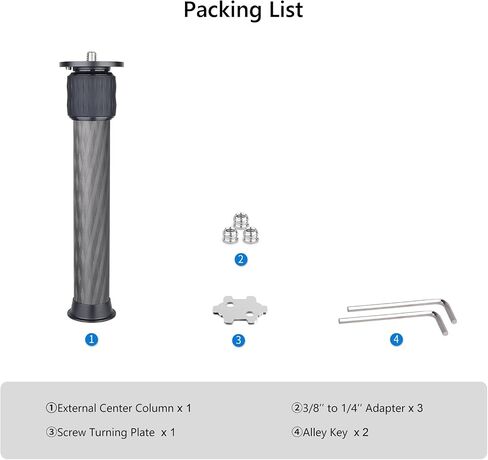 ARTCISE Carbon Fiber Two Section Tripod Center Column Extender, 1/4" & 3/8" Screw Mid Column Extension Adapter for DSLR Mirrorless Camera Tripods（32.5mm Max Tube） in Saudi Arabia