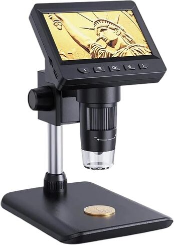 USB Microscope, 4.3 Inch Digital Microscope 1080P 50-1000x Coin Microscopio Soldering Microscope(Black) in Saudi Arabia