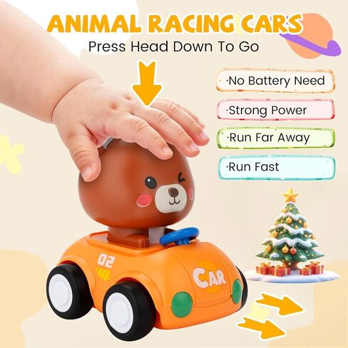 Press and Go Car Toys for Toddlers 1-3, Birthday Gifts Set for Boys & Girls | 6-Pack Baby Push and go Cars, Infant Play Vehicle for 6-9-12-18 Months, 1st Birthday Gifts for 1-2 Year Old Boys Girls in Kuwait