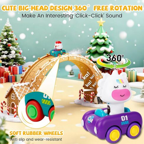Press and Go Car Toys for Toddlers 1-3, Birthday Gifts Set for Boys & Girls | 6-Pack Baby Push and go Cars, Infant Play Vehicle for 6-9-12-18 Months, 1st Birthday Gifts for 1-2 Year Old Boys Girls in Kuwait