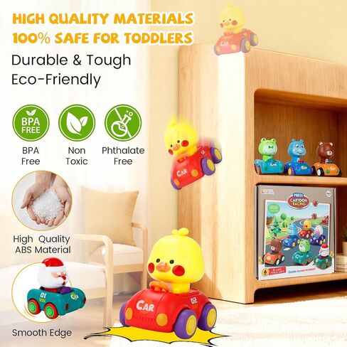 Press and Go Car Toys for Toddlers 1-3, Birthday Gifts Set for Boys & Girls | 6-Pack Baby Push and go Cars, Infant Play Vehicle for 6-9-12-18 Months, 1st Birthday Gifts for 1-2 Year Old Boys Girls in Kuwait