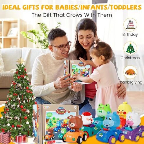 Press and Go Car Toys for Toddlers 1-3, Birthday Gifts Set for Boys & Girls | 6-Pack Baby Push and go Cars, Infant Play Vehicle for 6-9-12-18 Months, 1st Birthday Gifts for 1-2 Year Old Boys Girls in Kuwait