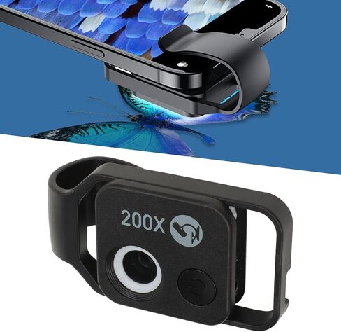 200X Pocket Microscope, 85-150lm Brightness 6000-6500K Phone Clip Microscope Easy To Install Adjustable Sliding Cover in Saudi Arabia