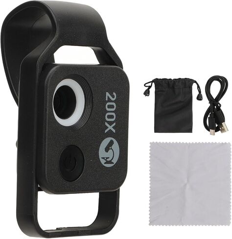 200X Pocket Microscope, 85-150lm Brightness 6000-6500K Phone Clip Microscope Easy To Install Adjustable Sliding Cover in Saudi Arabia