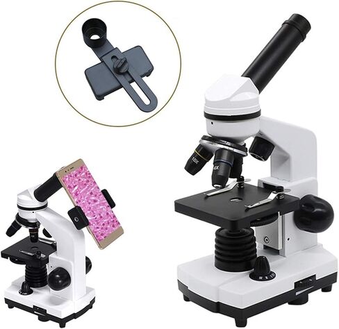Microscope, Biological Microscope，40X-1600X Compound LED Monocular Student Microscope Biological Exploration Smartphone Adapter in Saudi Arabia
