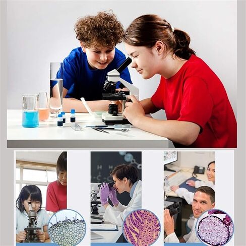 Microscope, Biological Microscope，40X-1600X Compound LED Monocular Student Microscope Biological Exploration Smartphone Adapter in Saudi Arabia
