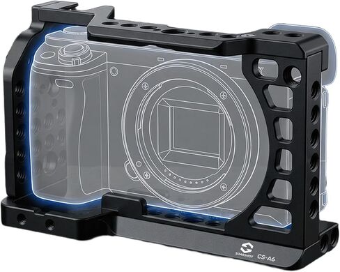 Full Camera Cage for Sony A6400, A6100, A6300, A6500, A6600, CNC Aluminum Camera Rig Cage with 1/4"-20 & 3/8"-16 Mounting Points, ARRI Locating Holes, Cold Shoe in Kuwait