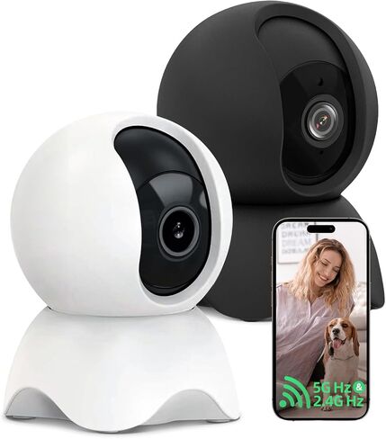 Security Indoor Camera, 1080P HD Dog & Baby Monitor, 5/2.4GHz with Motion Detection，SD & Cloud Storage，Night Vision Pet & Baby Camera Two Way Audio, Privacy Mode in Kuwait