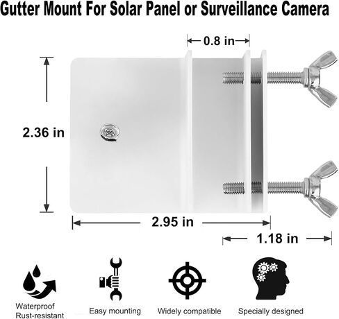 Gutter Mount for Outdoor Security Camera, Solar Panel Adjustable 1/4" Screw Compatible with Arlo, Blink, Wyze, Eufy etc,. Weatherproof Corrosion-Resistant Design No-Drill Universal (Black 1-Pack) in Kuwait