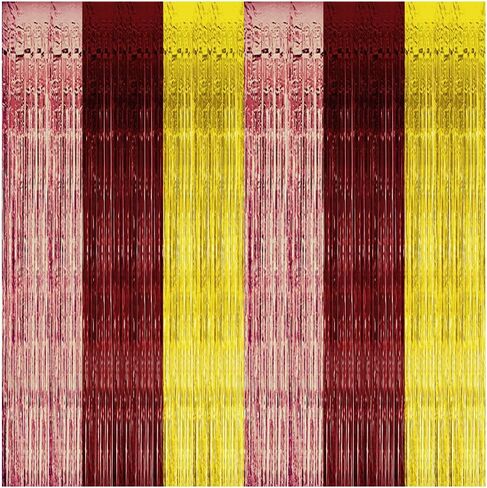 Burgundy Party Curtain 3 Pack | Bachelorette Foil Fringe Backdrop Decorations, Wedding Photo Booth Props, Wine Bday Streamer, Birthday Supplies in Saudi Arabia