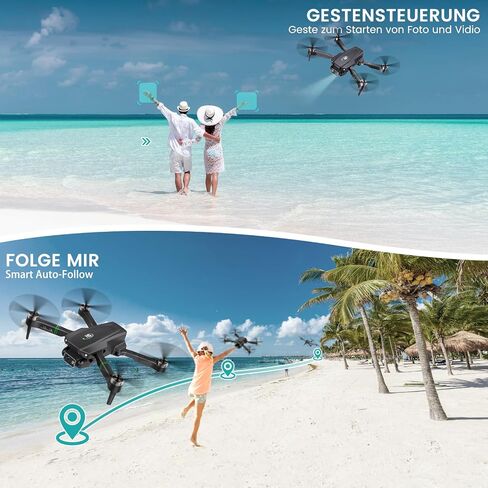Drones with Camera for Adults 1080P Mini Drone with Camera Foldable Drones for Adults RC Quadcopter, Altitude Hold, One Key Take Off, 3D Flip, 3 Batteries in Kuwait