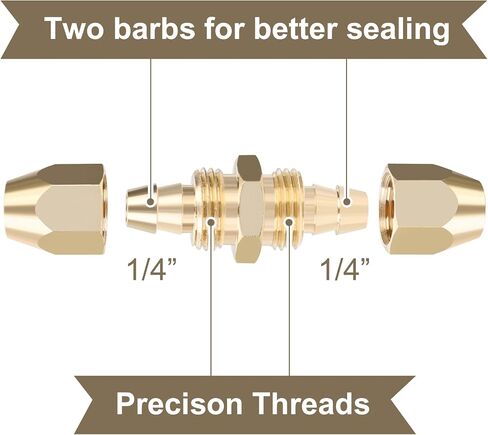 4PCS Solid Brass Reusable Fittings For 1/4-Inch ID PU Polyurethane Hose, Air Hose Splicer End Repair Fittings in Kuwait