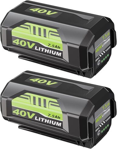 2Pack 40V 7500mAh Replacement for Ryobi 40V Battery and Charger | Compatible with Ryobi 40 Volt Batteries Lithium ion OP40601 OP40602 OP4075A OP4040 OP40404 OP4050A Cordless Tool and Charger in Kuwait