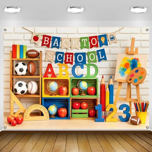 Back to School Backdrop Banner Decorations 71×43inch | Welcome Back To School Photo Banner Backdrop for Classroon Decor First Day Of School Backdrop 5.9x3.6Ft (polyester) in Saudi Arabia
