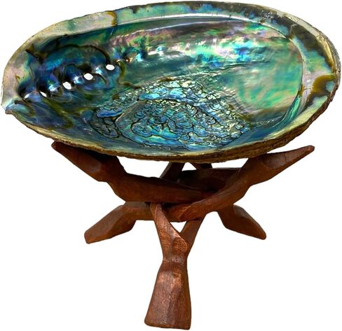 NESSASTORES 6 Wooden Tripod Stand - 6" Hand Carved Room Decor Holder, Ideal Crystal Ball Stand, Rock Stand, Vase Holder Stand for Abalone Shell, Decorative Bowl, Sphere, or Geode JC-046 in Saudi Arabia