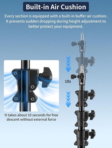 Meking 15.75 ft Heavy Duty Tripod for Xbotgo Falcon/Chameleon/Lights | Thickened Aluminium Alloy Tube with Air-Cushioned Absorption, 1/4" Quick-Release Adapter, with Carrying Bag and Sandbag in Saudi Arabia