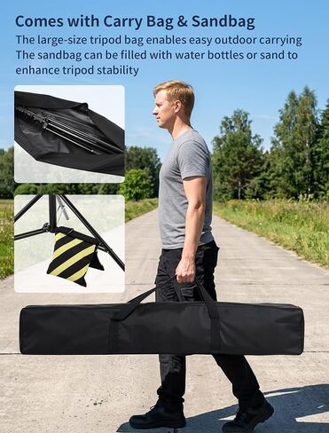 Meking 15.75 ft Heavy Duty Tripod for Xbotgo Falcon/Chameleon/Lights | Thickened Aluminium Alloy Tube with Air-Cushioned Absorption, 1/4" Quick-Release Adapter, with Carrying Bag and Sandbag in Saudi Arabia