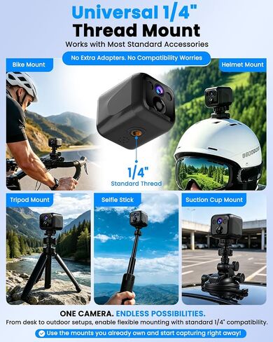 Mini Camera, 4K No Wifi Security Camera, WiFi & AP Mode, 160 Days Standby | Works With or Whitout Wifi, Low Power Consumption, Night Vision, Motion Detection, for Home/Pet/Indoor/Outdoor, Black in Saudi Arabia