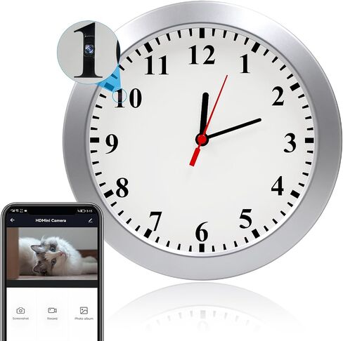 WiFi Security Camera, Hidden Spy Camera Wall Clock, Nanny Cam | 1080P, Motion Detection, Remote Viewing, Indoor Baby Elderly Home Security in Kuwait