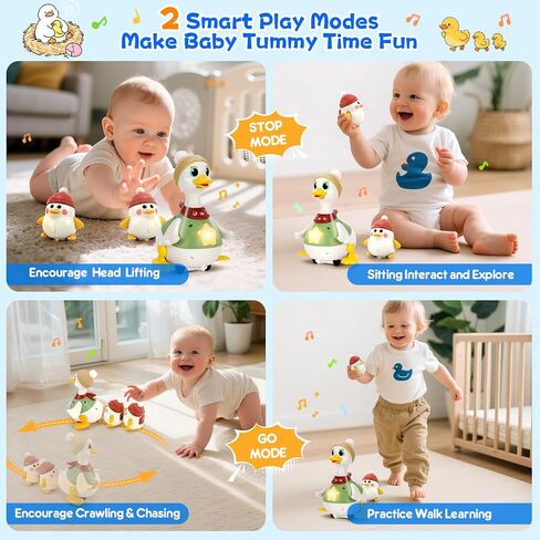 KETIEE Baby Toys 6-12 Months Musical Dancing Duck Set | Tummy Time Crawling Toy with Lights and Sounds, 3 Interactive Ducks for Sensory Development, Gift for 1-3 Year Old Boy Girl in Saudi Arabia