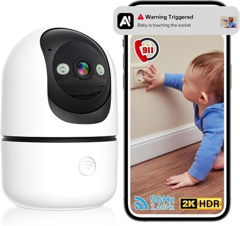 4MP 2K Window Security Camera, 5G & 2.4GHz WiFi Indoor Camera Wireless, Blacklight Color Night Vision Monitor Outside Window Cam Mount Glass, 24/7 Recording AI Motion Detection, Quick Magnetic Install in Saudi Arabia
