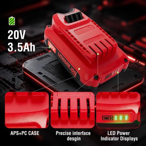2Pack 20V 3.5Ah Battery and Charger Set Replacement for Craftsman CMCB202 CMCB204 CMCB0206 CMCB201 CMCB100 CMCB124 with Craftsman 20V Battery Charger, 20V Lithium Battery and Charger Kit in Saudi Arabia