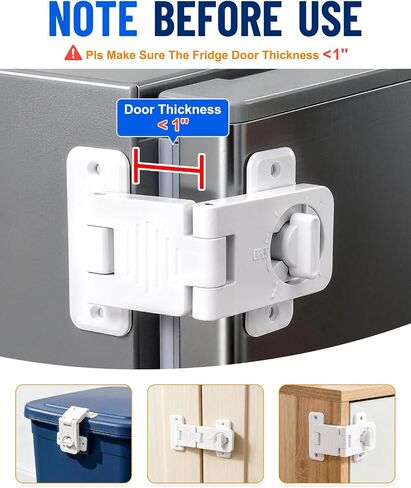 Refrigerator Door Lock 3 Pack - Baby Proof Latch for Fridge Cabinet | White Childproof Locks For Dresser, Drawer, French Fridge, Freezer, Oven And RV Camper, 360° Knob Switch With Screws Included in Saudi Arabia