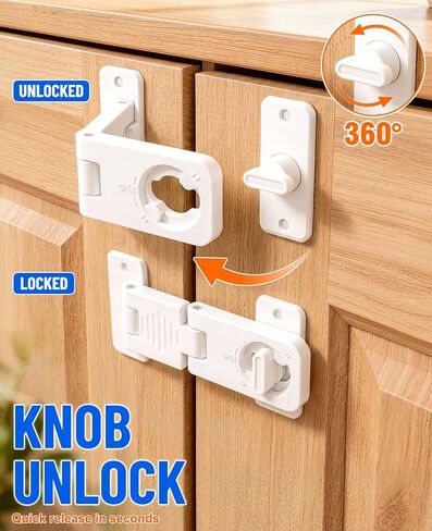 Refrigerator Door Lock 3 Pack - Baby Proof Latch for Fridge Cabinet | White Childproof Locks For Dresser, Drawer, French Fridge, Freezer, Oven And RV Camper, 360° Knob Switch With Screws Included in Saudi Arabia