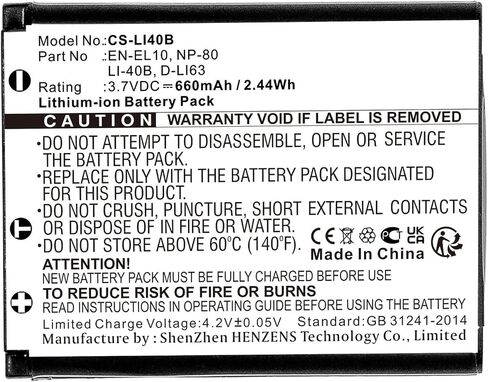 Replacement Battery for Casio Exilim Zoom EX-Z280,Exilim Zoom EX-Z280SR,Exilim Zoom EX-Z33,Exilim Zoom EX-Z330,Exilim Zoom EX-Z33BEEBE,NP-80,NP-82,660mAh in Kuwait