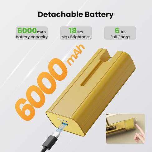 Detachable 6000mAh Rechargeable Battery, Only for Picture Light/Brass 1Pack in Kuwait