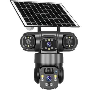 15MP IP WiFi Camera Solar Camera Outdoor 3 Lens 3 Screen 10X Zoom PIR Human Detect Cameras Night Vision CCTV Security Protection(EU Plug,Solar Panels 256G) in Kuwait