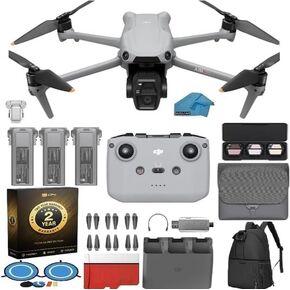DJI Air 3S Fly More Combo with RC-N3-4K HDR Camera Drone, 45-Min Flight Time, 3-Battery Kit, 2-Year Extended Warranty, 128GB SD Card, Backpack & Landing Pad Bundle in Kuwait