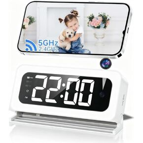 2K Alarm Clock Camera, 5G & 2.4G WiFi Indoor Nanny Cam for Home Security, Full Color Night Vision, AI Human Motion Detection, Local SD Storage in Saudi Arabia