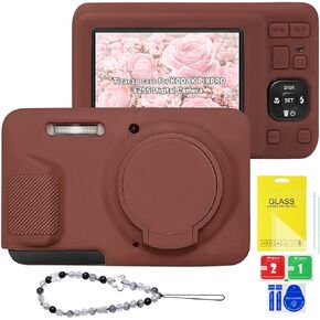 Case for Kodak PIXPRO FZ55 Digital Camera,Silicone Camera Case with Removable Lens Cover,Cute Beaded Charm Strap& 2 Pack Screen Protectors,Aesthetic Travel Camera Accessories (Beige) in Kuwait