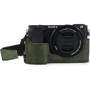 MegaGear MG1642 Ever Ready Genuine Leather Camera Half Case compatible with Sony Alpha A6100, A6400 - Brown in Kuwait