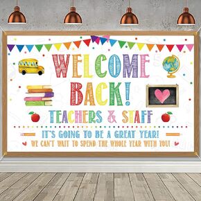 Welcome Back Backdrop Banner Back to School Backdrop Decoration First Day of School Banner Teachers and Staff Classroom Office Party Background Decoration Photo Booth Props White in Kuwait