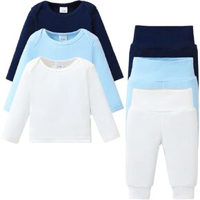 Jecson Baby Boy Clothes Baby Boy Outfits 6 Pieces Long Sleeve Sets 0-18M | This Baby Outfits Boy Soft Skin-Friendly Breathable Stretchy Warm Outfits Fall Winter Thermal Wear for 0-18M Infant Boys in Saudi Arabia