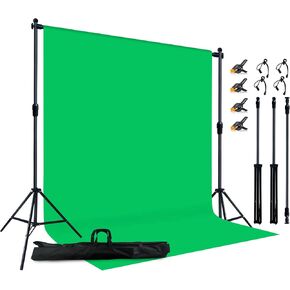 2-in-1 Green Backdrop Stand Kit - 8.5x12 ft Green Backdrop with 10x8.5ft Portable Photography Stand for Video Streaming,Zoom Meetings,Parties,Anti-Wrinkle Polyester Fabric in Saudi Arabia