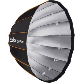 Godox Quick Release Parabolic Softbox 47.1"، حامل بوينز، داخلي فضي، ناشرات قابلة للإزالة، معدل ضوء ناعم اتجاهي للصور والأزياء والاستوديو (QRP120) in Saudi Arabia