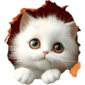 2 PCS White Persian Kitten Car Decals Vinyl Bumper Stickers Z-154 | White Persian kitten decals. Premium vinyl decals waterproof for car, truck, bumper, laptop, wall art. in Kuwait