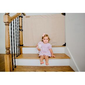 The Stair Barrier First Fabric Wall to Banister Baby Gate for Stairs 36"–43" Wide x 32" Tall – Dog Gate for Stairs, for Top or Bottom Staircase, Machine-Washable, Climb Proof, Designed in USA – Beige in Saudi Arabia