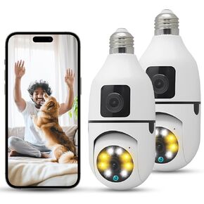 E27 Socket Security Camera, 2K/3MP Outdoor 2.4G Hz WiFi E27 Camera for Home Security, 24/7 Recording and Alarm (Dual Lens) (2) in Saudi Arabia