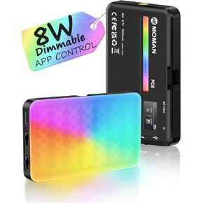 Moman LED Camera Light, RGB Video Lights for Photography, App Wireless Control, 2500-9000K, CRI 95+, Long Battery Life, Portable Lighting Panel with Cold Shoe, Fits for Sony/Canon Black in Saudi Arabia