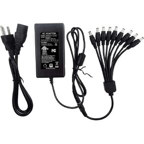 Security Camera Power Adapter with 9-Way Power Splitter, 12V 5A 100V-240V 2.1x5.5mm Power Supply, Compatible with Lorex, Samsung, Q-See, Night Owl, Swann, Annke IP and BNC Cameras | 2.1x5.5mm plug, 100V-240V input, multi-device wiring, for Lorex, Samsung, in Saudi Arabia