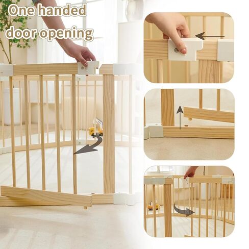 Baby Playpen, 56x83x24.1 inch, Foldable Wooden Play Yard with Gate | Adjustable Activity Center, Child Proof Lock, Expandable and Portable，For Babies 6 to 36 months in Saudi Arabia