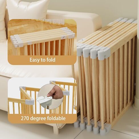 Baby Playpen, 56x83x24.1 inch, Foldable Wooden Play Yard with Gate | Adjustable Activity Center, Child Proof Lock, Expandable and Portable，For Babies 6 to 36 months in Saudi Arabia