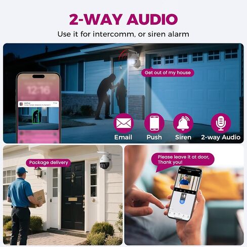 xmartO 4K 8MP Heavy-Duty WiFi 6 Security Camera System Bundle, 10-Channel NVR & 4 Plug-in PTZ Cameras, 24/7 AI Tracking Surveillance, Vandal-Proof Metal Dome CAM, Long Range WiFi6, 0 Monthly Fee in Saudi Arabia