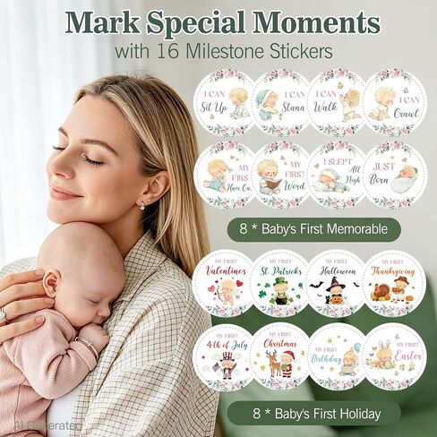 Baby Monthly Milestone Blanket Baby Growth Chart Photo Prop Gift | Soft First 12 Month Blanket with 16 Holiday Stickers Newborn Nursery Decor Bliss Baby Gift Floral Rose Theme 60"x40" in Saudi Arabia