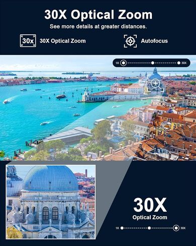 4K PTZ Security Camera Outdoor with 30X Optical Zoom, 1000FT Night Vision, 8MP 360° WiFi Wireless RTSP IP Camera, Auto Tracking, Person/Vehicle Detection, 2.4/5GHz Wi-Fi, 2-Way Audio in Kuwait