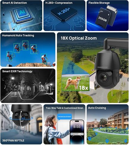 PANOEAGLE 4K 8MP PTZ PoE IP Camera Outdoor with 25X Optical Zoom | Human/Vehicle Detection, Two-Way Talk, 328ft IR Night Vision,SD Slot(512GB), IP66,NDAA Compatible PTZ PoE Camera in Saudi Arabia